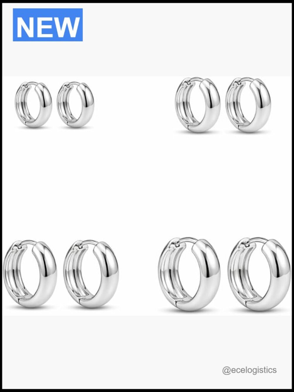 4 Pair Small Huggie Hoop Earrings Set Silver Plated Hypoallergenic Stack